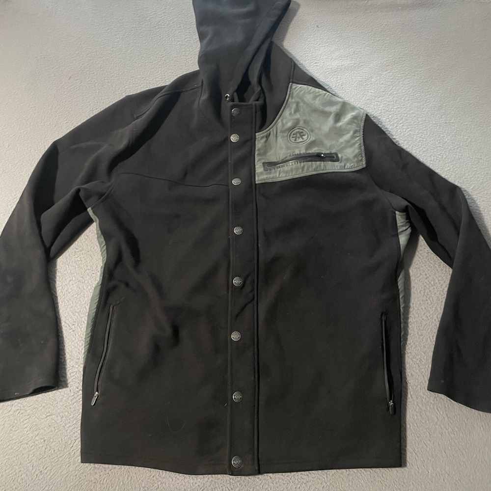 VTG American Fighter Athletic Black Hoodie Jacket Full Double Zip Mens XXL Heavy